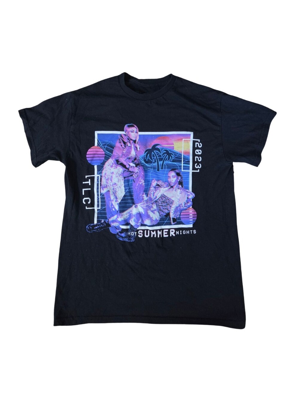TLC Hot Summer Nights Tour T-Shirt Womens M Black 2023 Concert Band Tee Festival